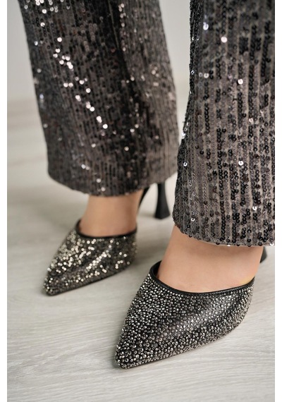 Nesilshoes Nesil Shoes Özma 316 Siyah Yanı Açık Topuklu Kadın Stiletto