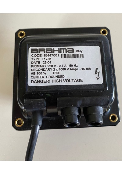 BRAHMA T17/M Sargılı Ateşleme Transformatörü 15447001 220V 0.7A 50Hz 2 x 4000V 16mA 100% (SACLI)