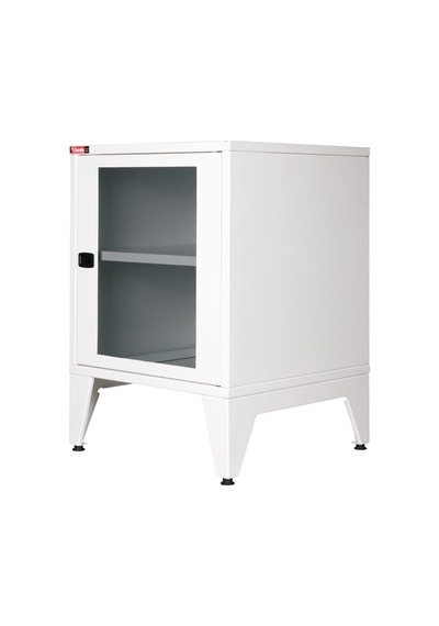Lande - Ziglat 655 - Metal Dolap - Cam Kapılı - Mat Beyaz. Beyaz