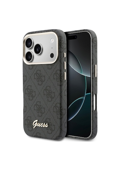 Apple Uyumlu iPhone 17 Pro Max Kılıf Guess Lisanslı M-safe Özellikli Script Yazı Logolu 4g Desenli Kapak Siyah
