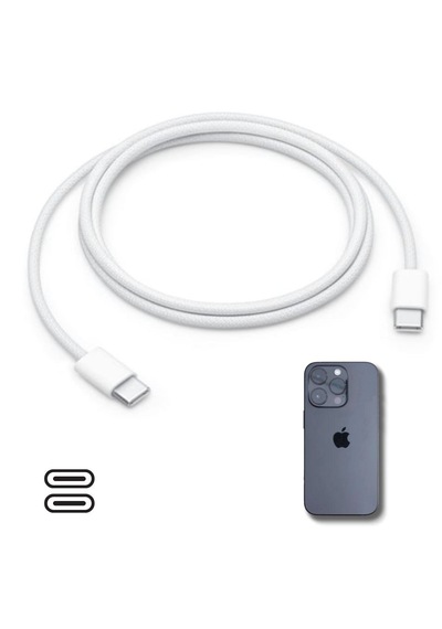 Buffer Apple 15/15 Pro Type - C To Type - C Hasır Örgü Hızlı Şarj Kablosu 1m 1M-Gümüş