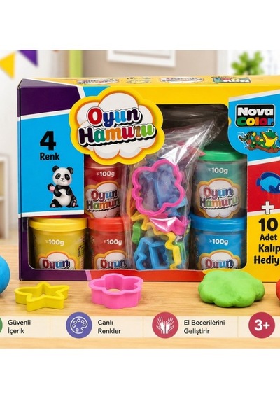 Nova Color Maxi Oyun Hamuru Yumuşak Dokulu Canlı Renkler 3+ Yaş Çok  Renkli