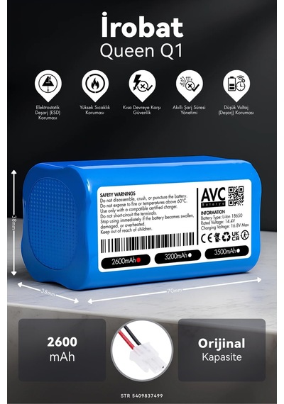 İrobat Queen Q1 2600mah Robot Süpürge Bataryası M.ö