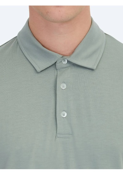 Kip Haki Düz Çevre Dostu Polo Yaka T-shirt Haki