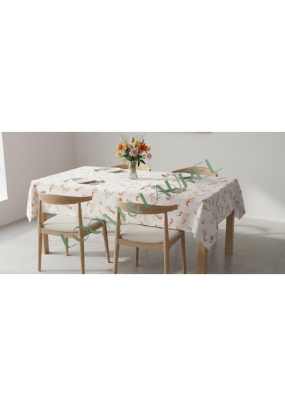Loom & Laurel Baskılı Yıkanabilir Masa Örtüsü Mutfak Bahçe Piknik Masa Örtüsü Kırmızı Ağırlıklı Çiçek Desenli 140x140 Acı Kahverengi