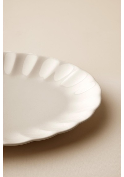 Perla Porselen Kayık Tabak 25 Cm Tekli Ekru