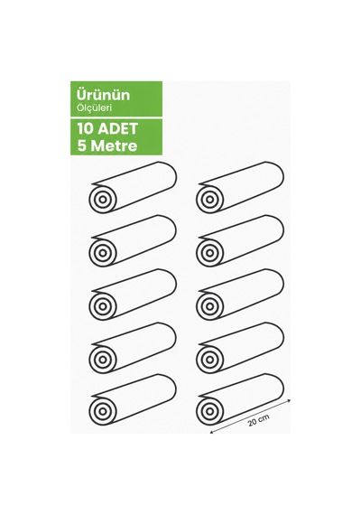 Ev Tipi Vakum Rulo En:20 Cm Boy:5 Metre 10 Adet Beyaz