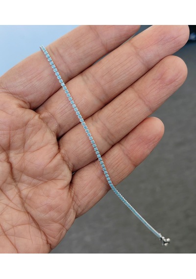 1,5 Mm Turkuaz Taşlı Gümüş Suyolu Halhal Gümüş