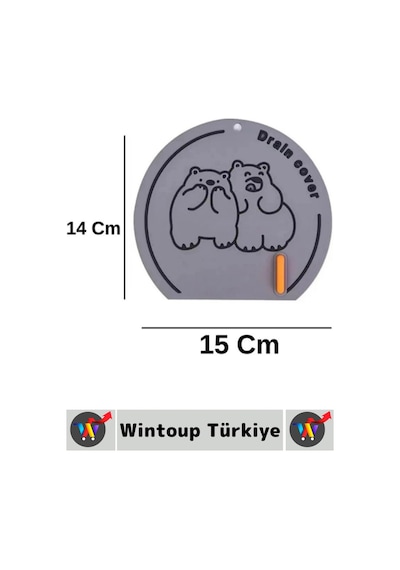 Lavabo Banyo Mutfak Pas Küf Tutmaz Sevimli Ayı Figür Koku Önleyici Kulplu Esnek Silikon Gider Kapağı