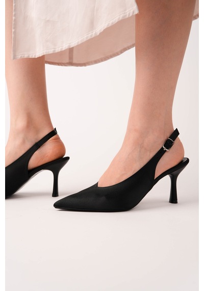 Esatsani Siyah Saten Sivri Burun Arka Açık 9 Cm Topuk Vısıon Stiletto Kadın Ayakkabı Siyah Saten Esatsani Siyah Saten Sivri Burun Arka Açık 9 Cm Topuk Vısıon Stiletto Kadın Ayakkabı Siyah Saten