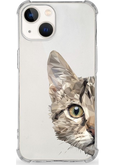 Apple Uyumlu iPhone 13  Darbe Emici Antişok Kapak Catface Tasarımlı Silikon Şeffaf Kılıf
