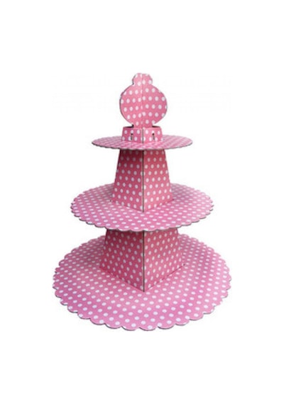 Cup Cake Standı Piramit Modeli Puantiyeli Pembe Pk:1