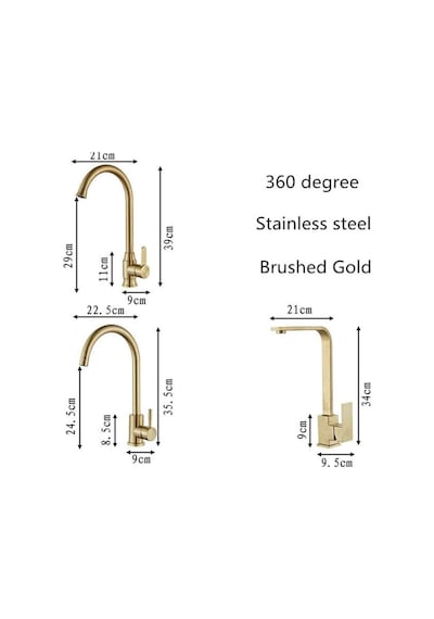İsaoğlu Yapı Mat Gold Mutfak Bataryası Fırçalanmış Gold Evye Musluğu Kare Armatür Gold