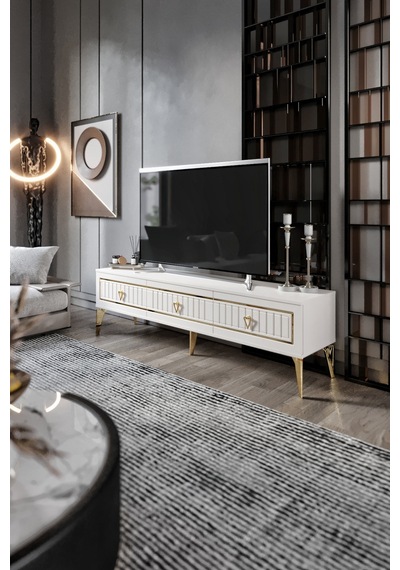 180 CM KLAS MDF MEBRAN KAPAK EKRU GOLD