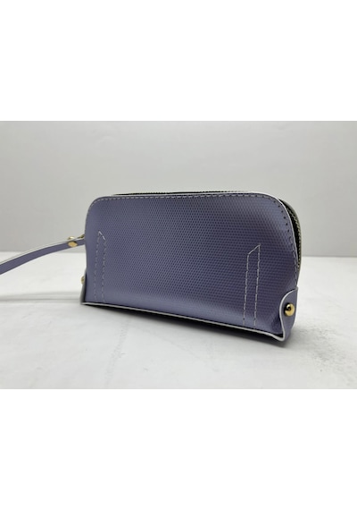 Deri Kumaş Mor Renk 17x10 Cm Takı-makyaj Fermuarlı Çantası