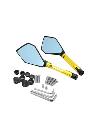 Motosiklet Aynası Cnc Alüminyum Düz 8-10mm /ters 10m Sarı