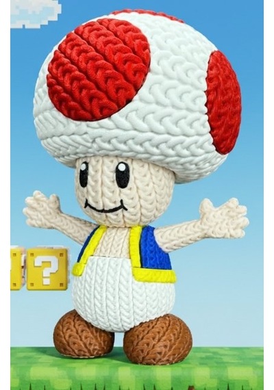 Örgü Desenli Toad Figürü - 3d Baskı Amigurumi Görünümlü Süper Mario Koleksiyon Biblosu