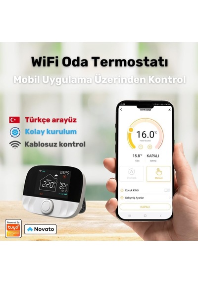 Wifi Akıllı Oda Termostatı, Tuya Ve Smart Life Uyumlu, Kablosuz T9w