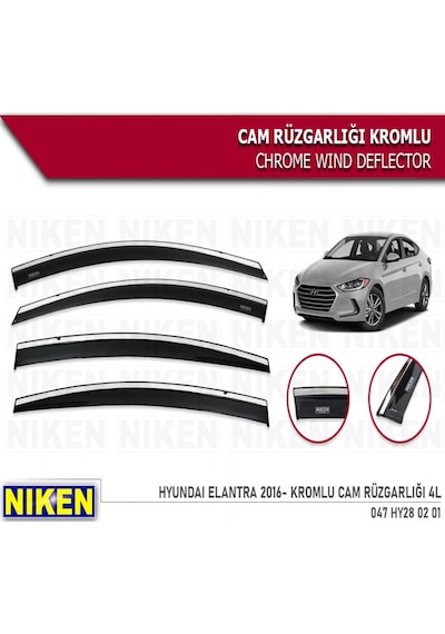 Cam Rüzgarlığı Niken Kromlu Hyundai Elantra 2016 Sonrası 4lü