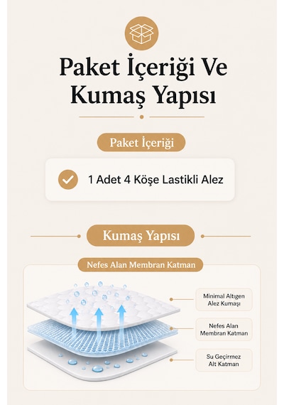 Elovias Sıvı Geçirmez 4 Köşe Lastikli Honeycomb Desenli Yatak Alezi Nefes Alan Microfiber Yatak Koruyucu Alez Beyaz Tek Kişilik - Çift Kişilik