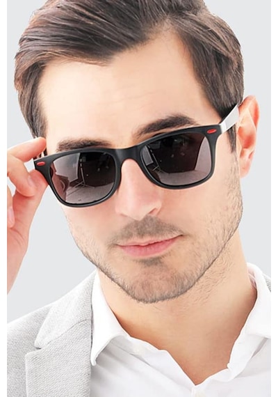 The Roomy Polarize Lens Kırmızı Detaylı Siyah Wayfarer Erkek Güneş Gözlüğü
