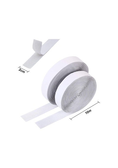 Dünya Magnet Beyaz Cırt Cırtlı Bant 5 Metre 2 Çift Taraflı Amerikan Fermuarı 2 Cm Genişlik Cırt Bant