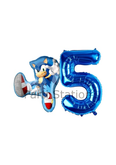 Tilki Sonic Ve Lacivert Rakam Balon 3 Yaş Balon Set Tilki Sonic Boom Konsept Doğum Günü Balon Set 5