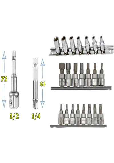 Rico 1/4 E Lokma Takımı Allen Torx Bits Seti Matkap Lokma Tutucu 24 Parça