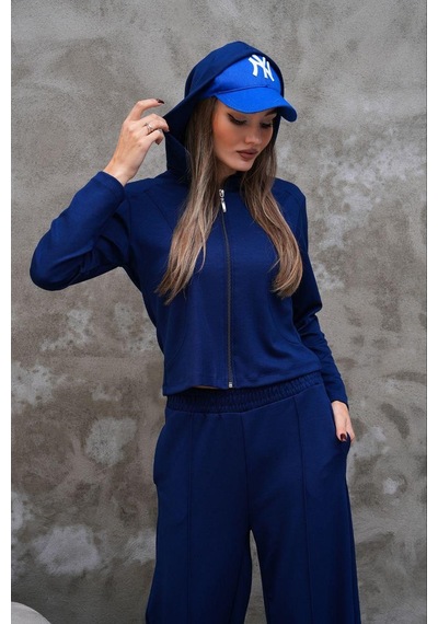 Elaxi Modal Kumaş Slim Fit Kapüşonlu İkili Takım Lacivert