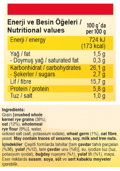 Mestemacher Çavdar ve Ruşeymli Tam Tahıl Ekmeği 500 G