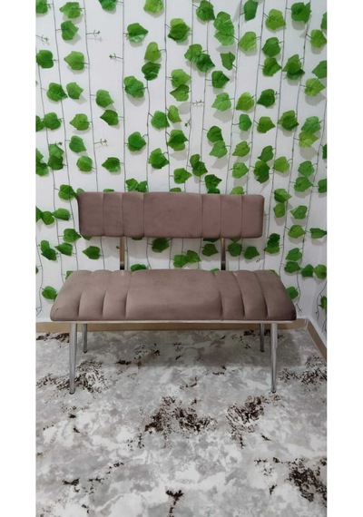 Özcan Metal Metal Ayaklı Metal Kasalı Sırtlı Krom Mutfak Salon Antre Yatak Odası Balkon Bench Puf Bank Oturak Kahverengi