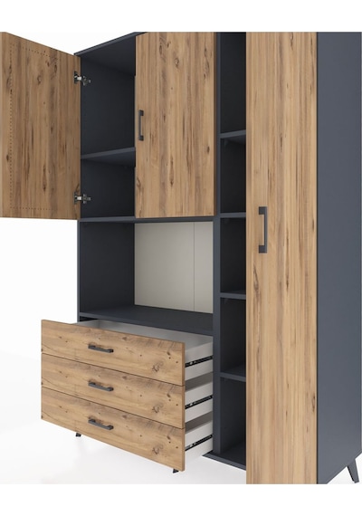 Hyperion Dolap 7 Raflı 3 Çekmeceli 3 Kapaklı 132x44x195 Antrasit-çam/çam Atlas Çam/atlas Çam Hyperion Dolap 7 Raflı 3 Çekmeceli 3 Kapaklı 132x44x195 Antrasit-çam/çam Atlas Çam/atlas Çam