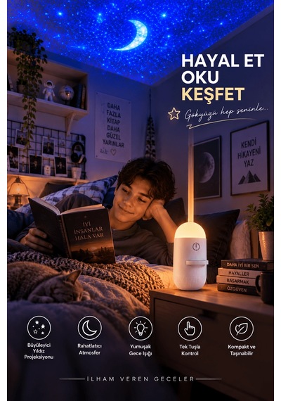Gece Lambası Ay Yıldız Projeksiyonlu Gl001gecelambası-4 Çok Renkli
