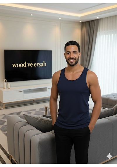 Lüx Wood Erkek Lüx Pamuk Penye Atlet Premium Rahat Lüx Erşah Lacivert