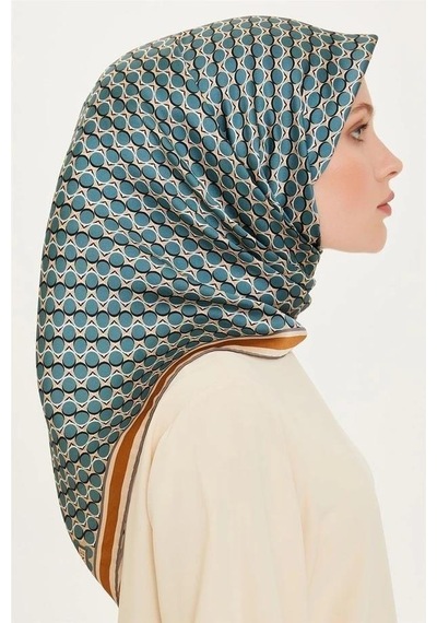 Armine İpek Eşarp 2025 Kış - 9226-35 Mavi Kahve Twill Mavi 05