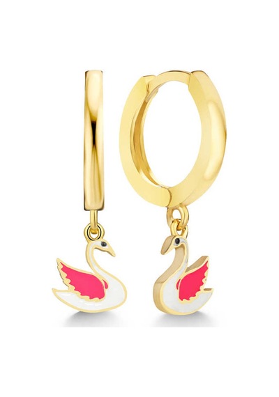 Gümüş Gold Kuğu Sallantılı Kadın Küpe Sl5464 Gümüş