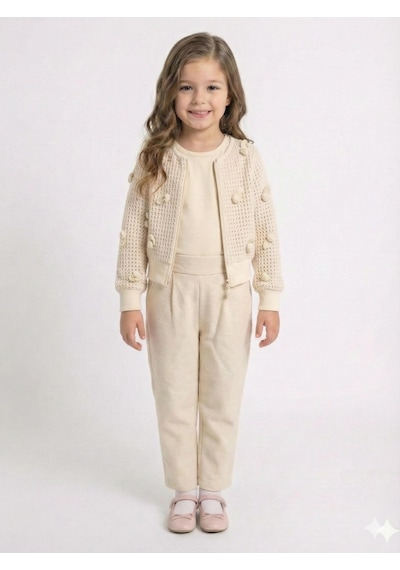 Xo Kids Kız Çocuk 3lü Alt Üst Takım 4-7 Yaş 52127 Bej