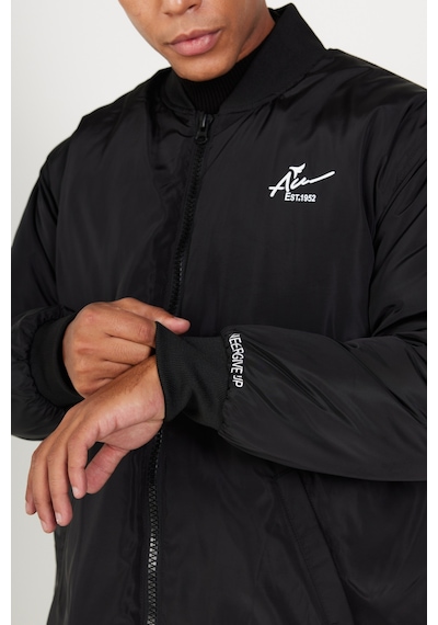 Ac&Co / Altınyıldız Classics Erkek Sıyah Oversize Geniş Kesim Kolej Yaka Mont Siyah