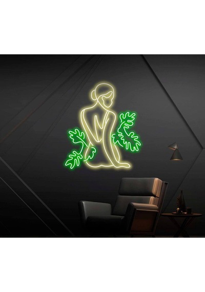 Aesthetic Kadın Silüet Neon Tabela Sarı