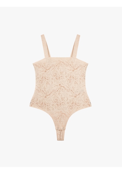 Koton Kare Yaka Askılı Dantelli Bodysuit Ten Rengi 6slk00007mk