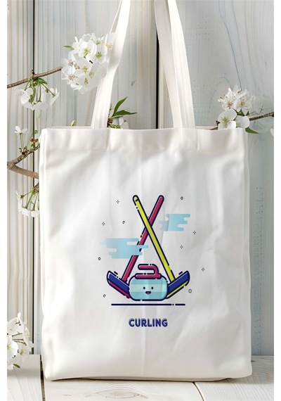 Art Hediye Curling Baskılı Bez Çanta Kişiye Özel Model 1 Çok Renkli