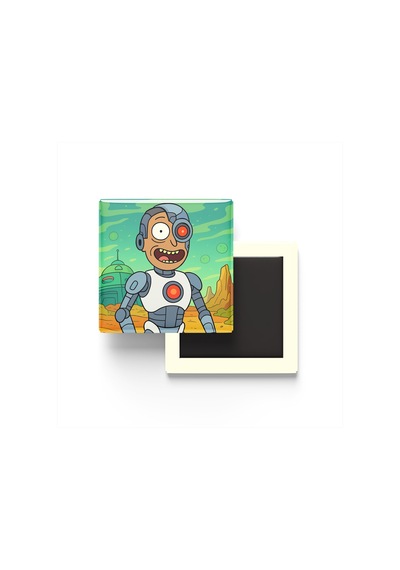 Cyborg - 9x9 Cm Baskılı Kare Buzdolap Magneti