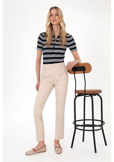 U.S. Polo Assn.  Kadın Taş Slim Flare Cropped Fit Kanvas Pantolon 50301156-VR049
