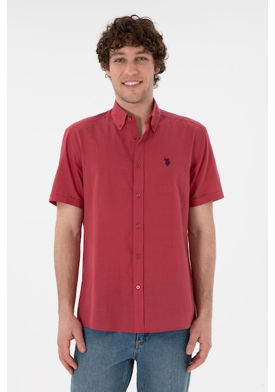 U.s. Polo Assn. Erkek Vişne Gömlek Kısa Kollu 50306324-vr223 Vişne