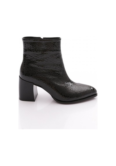 Dgn 902 Kadin Topuklu Bot Siyah Croco