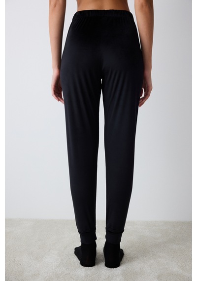 Penti Black Fuzzy Solid Siyah Pantolon Pijama Altı Siyah Siyah