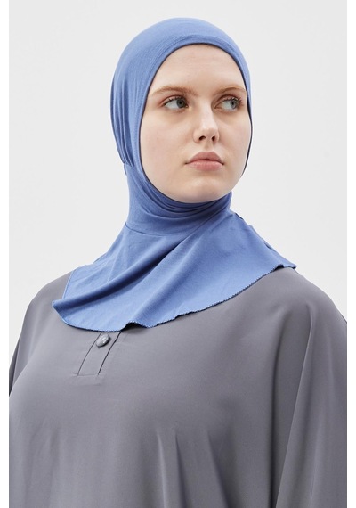 Altobeh Kadın Tesettür Pratik Boyunluklu Hijab - Sporcu Bone Açık Kot Açık Mavi