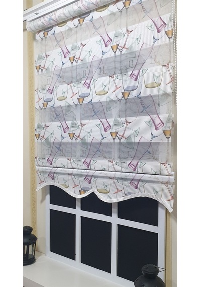 Pliseli Zebra Stor Kadeh Baskılı Etek Dilimli St 027 Beyaz