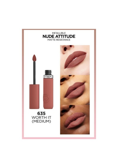 L'Oréal Paris Infaillible Matte Resistance Likit Mat Ruj 635 Worth It Medium