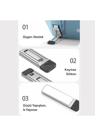 Cep Telefonu Ve Dizüstü Bilgisayar Standı Katlanabilir İnce Metal Braket Taşınabilir, Ergonomik Laptop Ve Telefon Standı Masaüstü Çok Amaçlı Destek 1 Adet Ayak
